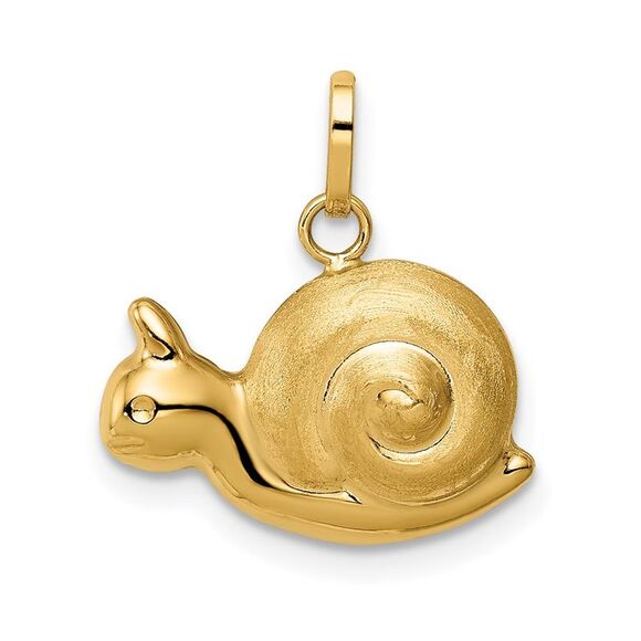 Kazi Luxury 14k Yellow Gold Hollow Satin & Polished Snail Charm